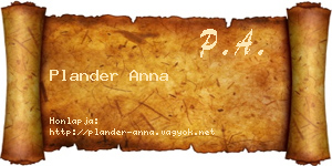 Plander Anna névjegykártya